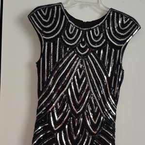 Size small 20s flapper dress black and silver